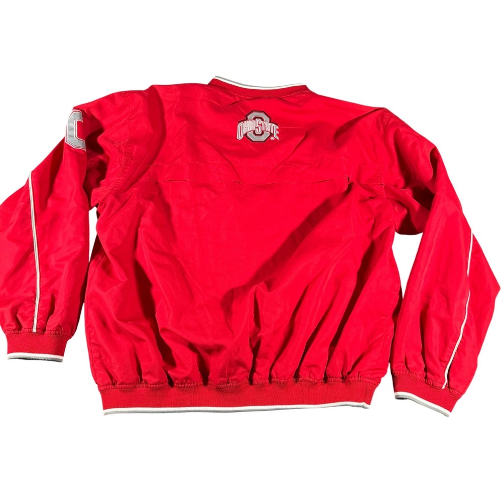 Ohio State Buckeyes Windbreaker Pullover Jacket Red V-Neck Mens XL Vintage Style - Picture 2 of 6